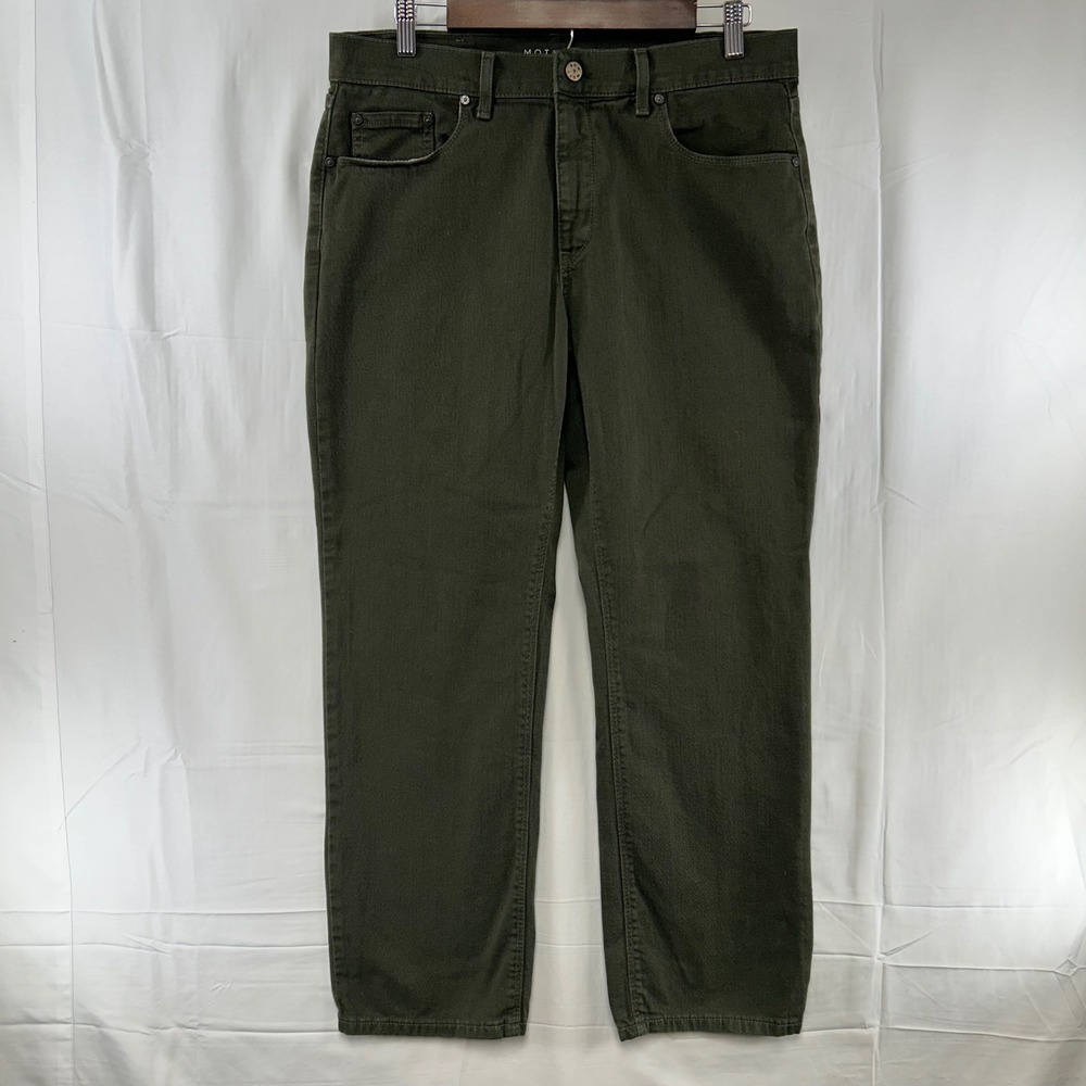 Mott & Bow Pants Mens 34x30 Olive Green Straight Leg Cotton Stretch Twill
